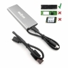 Bild 1: MTXtec externes NVME Case Alu-Gehäuse 2 Port USB u. USB C 3.1 für m.2 SSD NVMe Schnittstelle, silber