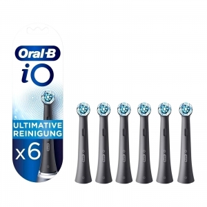 Oral-B iO Ultimative Reinigung Aufsteckbürsten für elektrische Zahnbürste, 6 Stück, schwarz